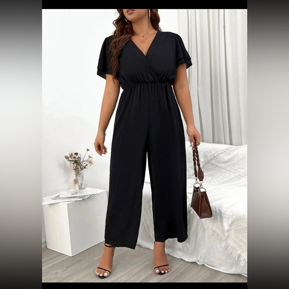 BNIB SHEIN Overlap Collar Butterfly Sleeve Wide Leg Jumpsuit, Size 3XL (18) - Picture 2 of 8